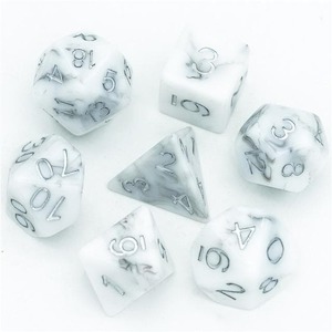 Game: RPG Dice | "White Marble" | Set of 7