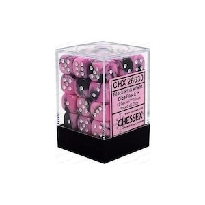 CHX 26830 Gemini 12mm d6 Black-Pink/white Block