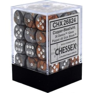 Game: CHX 26824 Gemini 12mm d6 Copper-Steel/white Block