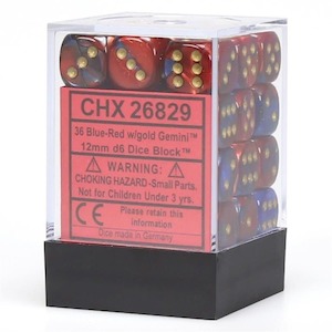 Game: CHX 26829 Gemini 12mm d6 Blue-Red/gold Block