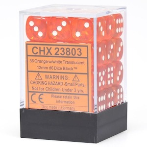 Game: CHX 23803 Translucent 12mm d6 Orange/white Block