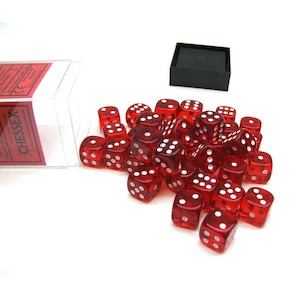 CHX 23804 Translucent 12mm d6 Red/white Block