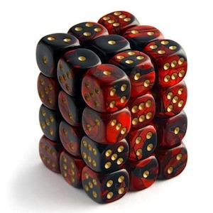 CHX 26833 Gemini 12mm d6 Black-Red/gold Block