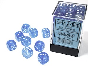 Game: CHX 27986 Borealis 12mm d6 Blue/white Luminary Block