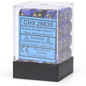 Game: CHX 26835 Gemini 12mm d6 Black-Blue/gold Block