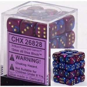 CHX 26828 Gemini 12mm d6 Blue-Purple/gold Block