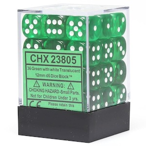 Game: CHX 23805 Translucent 12mm d6 Green/white Block