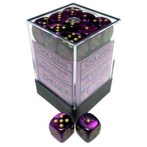 Game: CHX 26840 Gemini 12mm d6 Black-Purple/Gold Block (36)