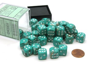 Game: CHX 27803 Marble 12mm d6 Oxi Copper/White Block (36)