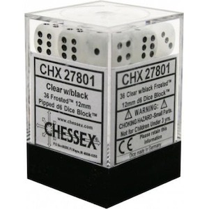 Game: CHX 27801 Frosted 12mm d6 Clear/Black Block (36)