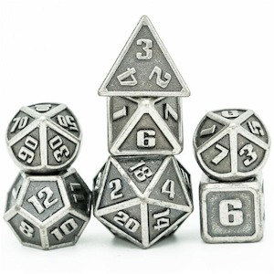 Metal Dice | Mini Silver | Set of 7