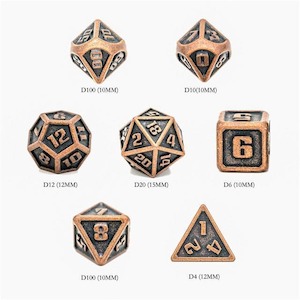 Metal Dice | Mini Copper | Set of 7