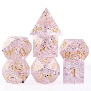 Glass Dice | Pink Fractal | Set of 7