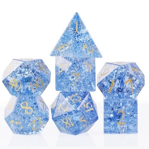 Glass Dice | Blue Fractal | Set of 7