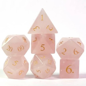 Game: Gemstone Dice | Natural Rose Quartz | Set of 7