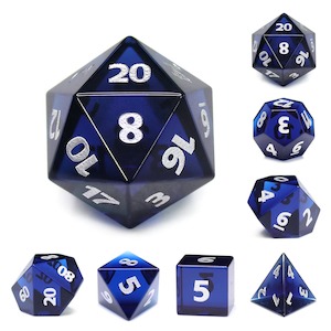 Gemstone Dice | Dark Blue Glass | Set of 7