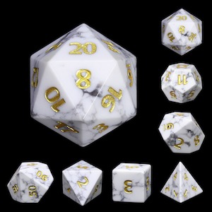 Gemstone Dice | White Howlite | Set of 7