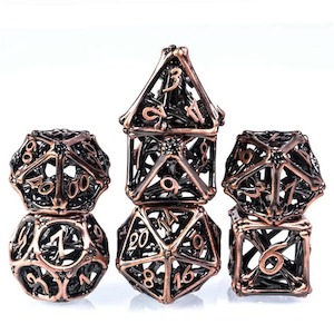 Game: Metal Dice | Hollow "Bones" Copper | Set of 7