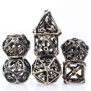 Metal Dice | Hollow "Bones" Bronze | Set of 7