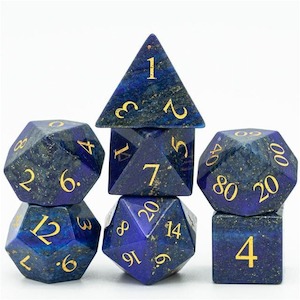 Gemstone Dice | Natural Lapis Lazuli | Set of 7