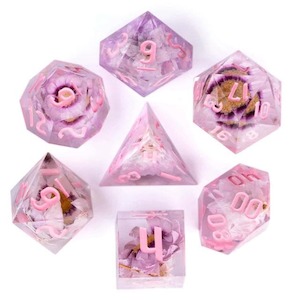 Game: RPG Dice | "Suspended Daisy" (Sharp Edged) | Set of 7