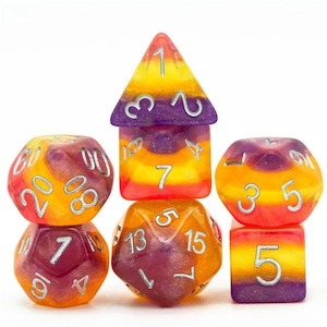 Game: RPG Dice | "Sunset Glow" | Set of 7