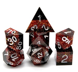 RPG Dice | "Sparkling Sky" (Sharp Edged) | Set of 7