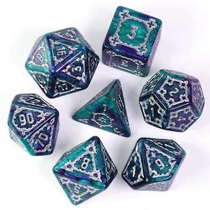 Large RPG Dice | "Chunky Castle" Coastal Realm | Set of 7