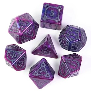 Game: Large RPG Dice | "Chunky Castle" Arcane Realm | Set of 7