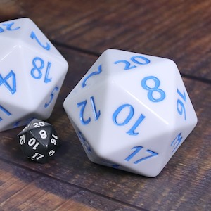 Game: Colossal d20 (55mm) | White w/ Blue Ink