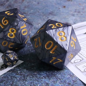 Game: Colossal d20 (55mm) | Black Pearl w/ Gold Ink