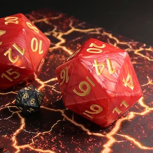 Colossal d20 (55mm) | Red Pearl w/ Gold Ink