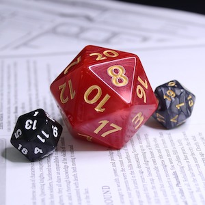 Game: Huge d20 (40mm) | Red Pearl w/ Gold Ink