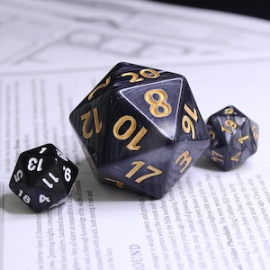 Huge d20 (40mm) | Black Pearl w/ Gold Ink