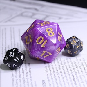 Huge d20 (40mm) | Purple Pearl w/ Gold Ink