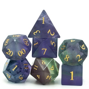 Gemstone Dice | Natural Fluorite | Set of 7