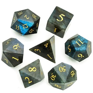 Game: Gemstone Dice | Natural Labradorite | Set of 7