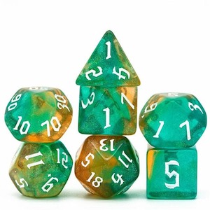 RPG Dice | "Gaea Thorns" White Ink | Set of 7