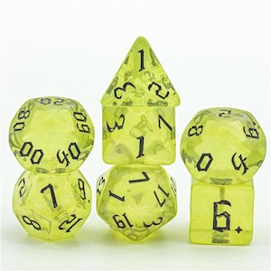 Game: RPG Dice | "Firefly Thorns" Black Ink | Set of 7