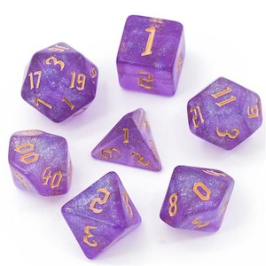 RPG Dice | "Amethyst Thorns" Gold Ink | Set of 7