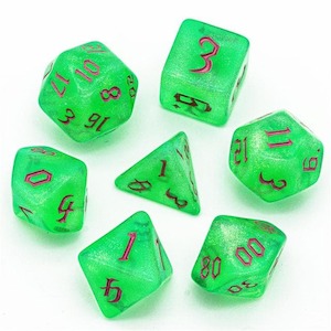 RPG Dice | "Toxic Thorns" Magenta Ink | Set of 7