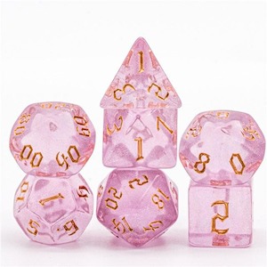 RPG Dice | "Rosy Thorns" Gold Ink | Set of 7