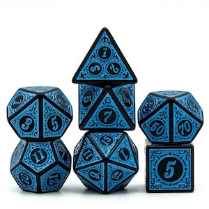 Game: RPG Dice | "Blue Alchemy" | Set of 7