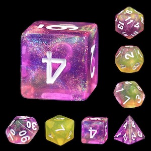 RPG Dice | "Eldritch Blast" (White Ink) | Set of 7