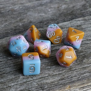 RPG Dice - Pastel Candy Caramel - Set of 7