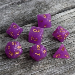 Game: RPG Dice | Translucent Purple Glitter | Set of 7