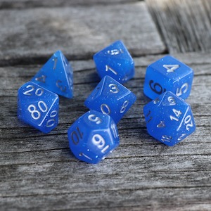 RPG Dice | Translucent Deep Blue Glitter | Set of 7