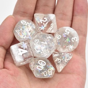 RPG Dice | "Winter Snow" | Set of 7