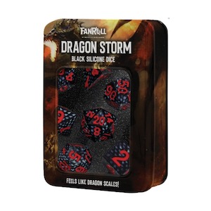 Game: Dragon Storm - Polyhedral Silicone Dice (Set of 7) - Black Dragon Scales