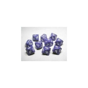 Game: CHX 26207 Opaque Purple/White Set of Ten d10s